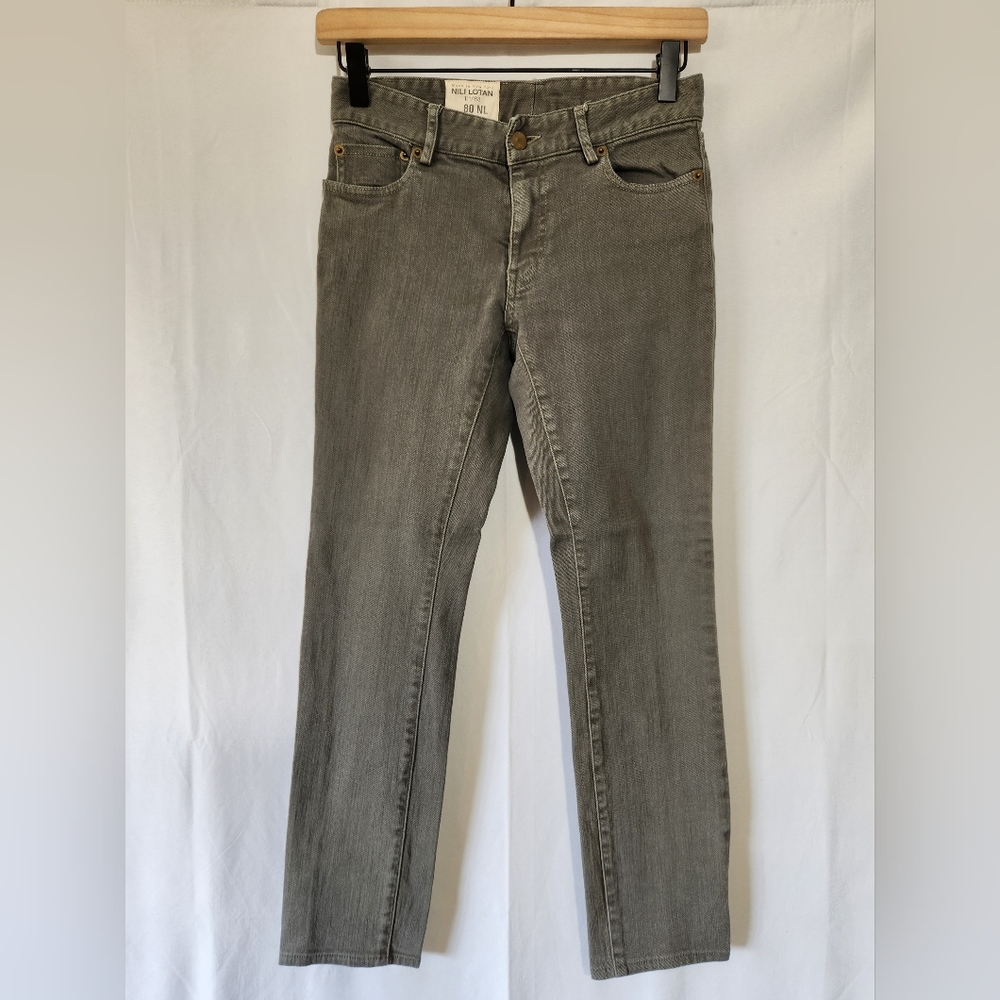 NILI LOTAN GREY CHARCOAL LOW RISE SKINNY JEAN, SIZE 2
